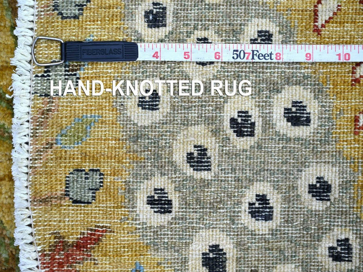 5'1" x 5'1" New Hand Knotted Yellow Wool Round Oriental Rug - MOA10222782