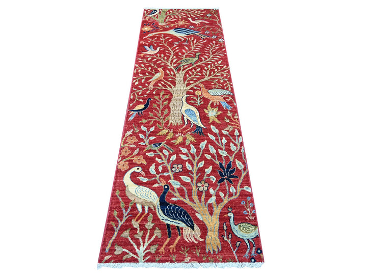 2'6" x 7'11" New Hand Knotted Red Wool Runner Oriental Rug - MOA10222783