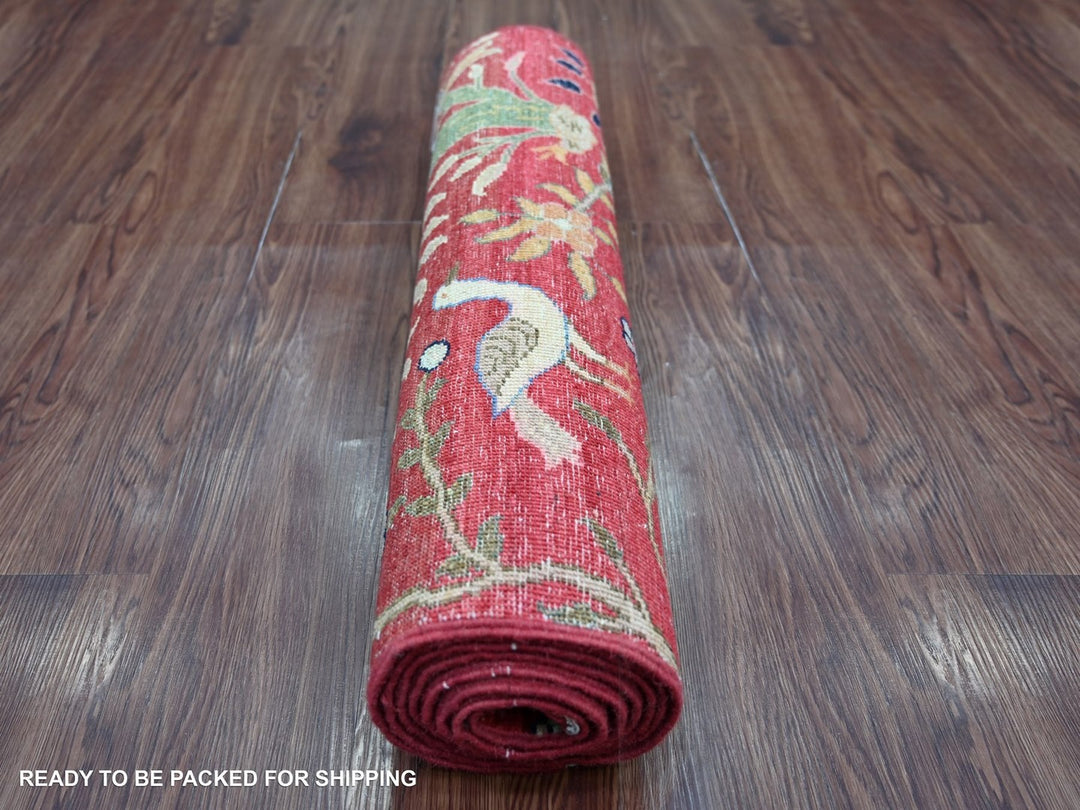 2'6" x 7'11" New Hand Knotted Red Wool Runner Oriental Rug - MOA10222783