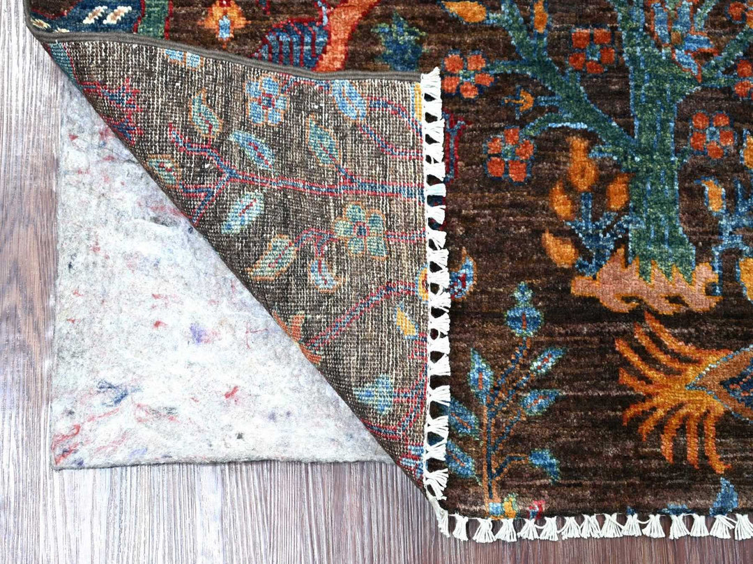 5'0" x 6'7" New Hand Knotted Brown Wool Rectangle Oriental Rug - MOA10222784