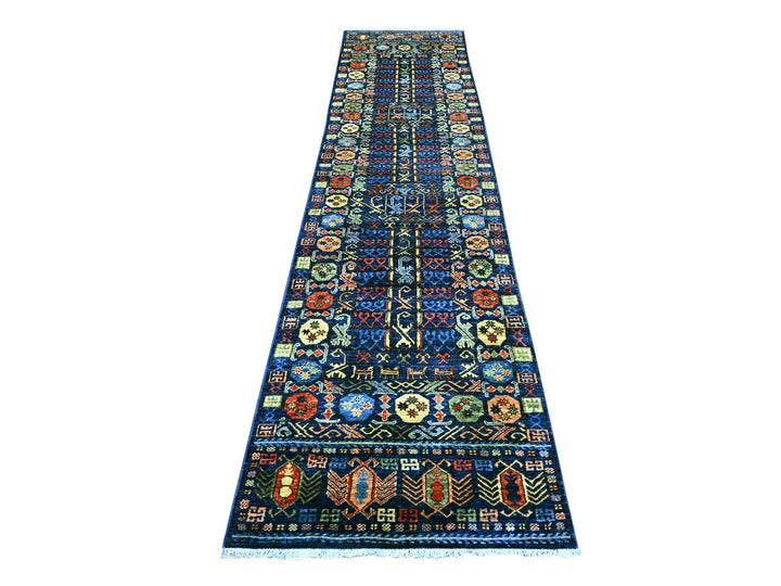 2'10" x 11'9" New Hand Knotted Blue Wool Runner Oriental Rug - MOA10222787