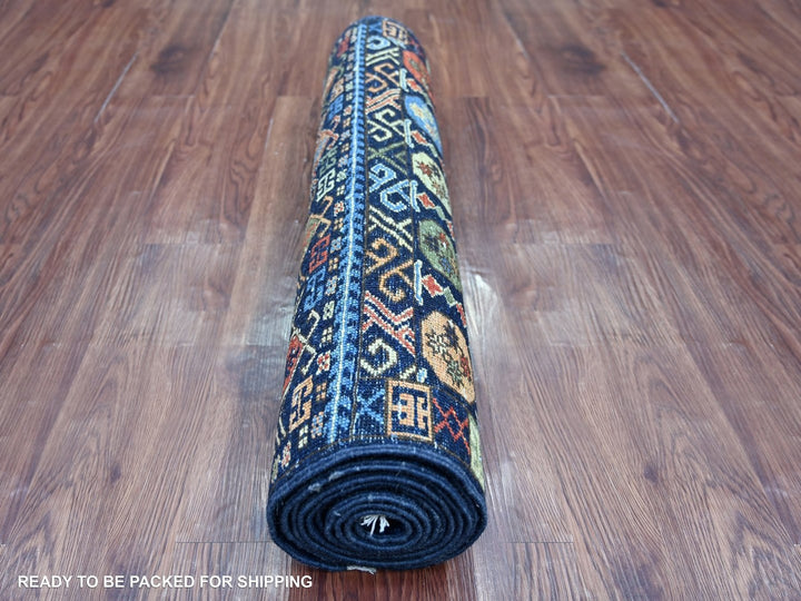 2'10" x 11'9" New Hand Knotted Blue Wool Runner Oriental Rug - MOA10222787