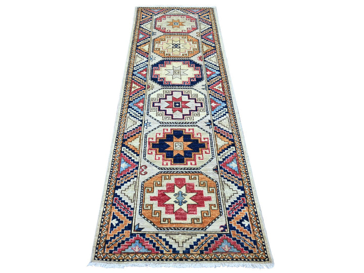2'8" x 7'10" New Hand Knotted Ivory Wool Runner Oriental Rug - MOA10222789
