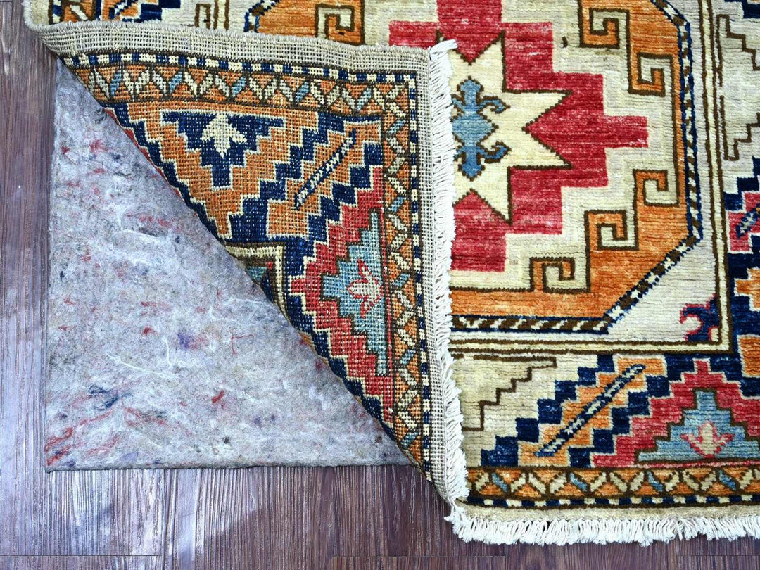 2'8" x 7'10" New Hand Knotted Ivory Wool Runner Oriental Rug - MOA10222789