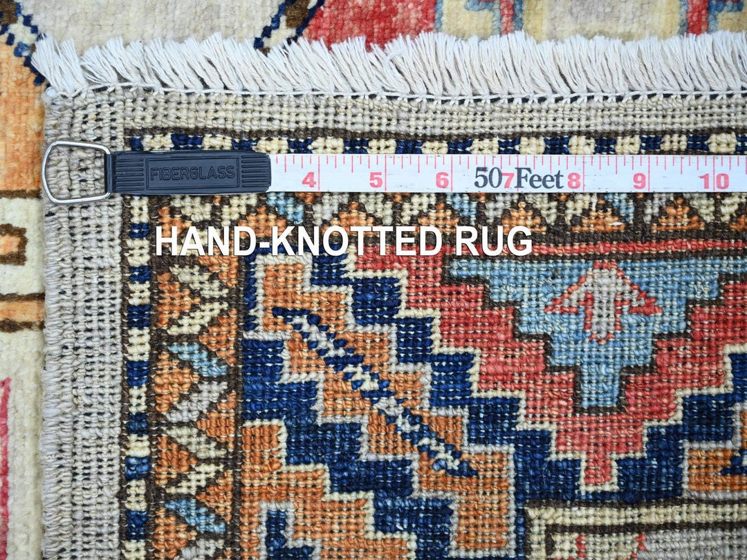 2'8" x 7'10" New Hand Knotted Ivory Wool Runner Oriental Rug - MOA10222789