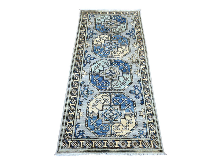 2'9" x 6'0" New Hand Knotted Grey Wool Runner Oriental Rug - MOA10222790