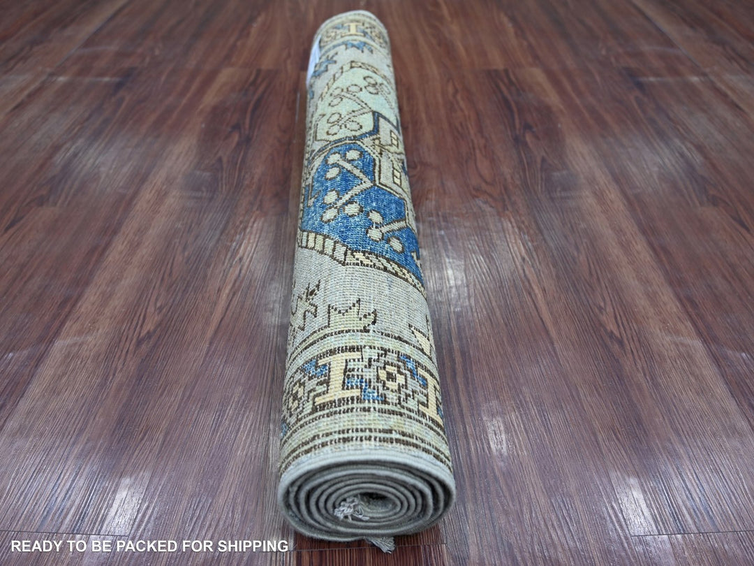 2'9" x 6'0" New Hand Knotted Grey Wool Runner Oriental Rug - MOA10222790