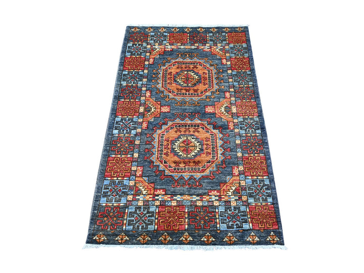 3'1" x 5'1" New Hand Knotted Grey Wool Rectangle Oriental Rug - MOA10222791