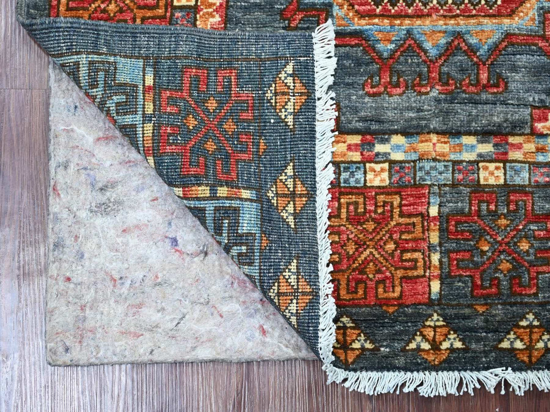 3'1" x 5'1" New Hand Knotted Grey Wool Rectangle Oriental Rug - MOA10222791