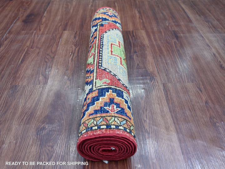 2'5" x 8'2" New Hand Knotted Red Wool Runner Oriental Rug - MOA10222792
