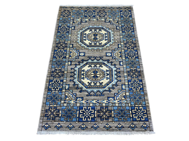 3'0" x 4'8" New Hand Knotted Grey Wool Rectangle Oriental Rug - MOA10222794