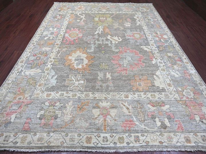 9'1" x 11'9" New Hand Knotted Brown Wool Rectangle Oriental Rug - MOA10222796