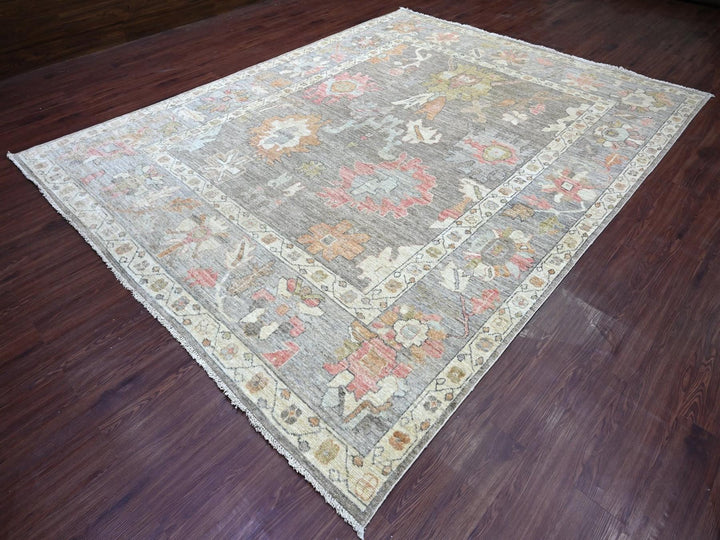 9'1" x 11'9" New Hand Knotted Brown Wool Rectangle Oriental Rug - MOA10222796