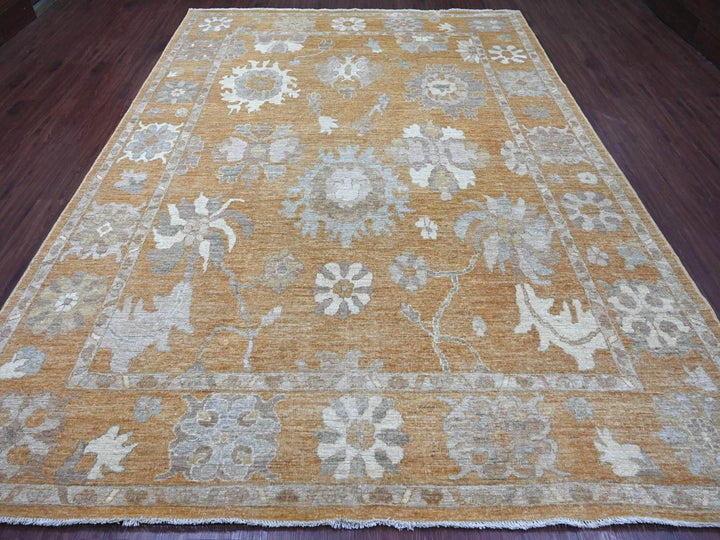 8'9" x 11'9" New Hand Knotted Brown Wool Rectangle Oriental Rug - MOA10222797