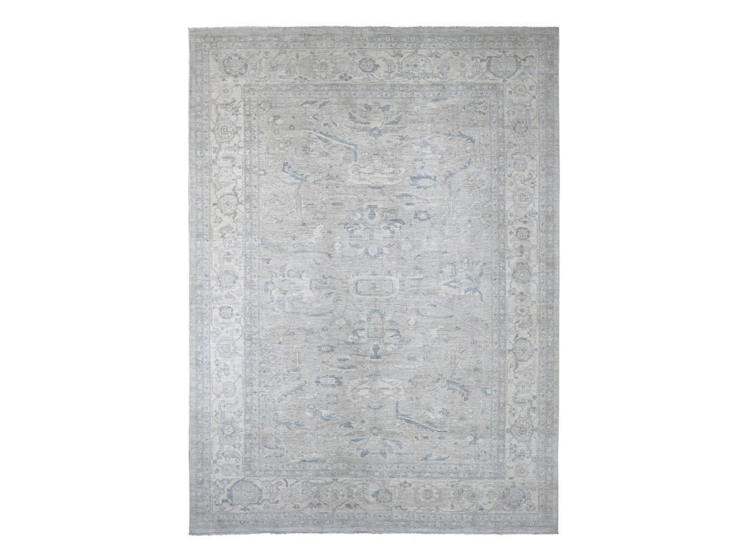 8'11" x 11'10" New Hand Knotted Grey Wool Rectangle Oriental Rug - MOA10222799