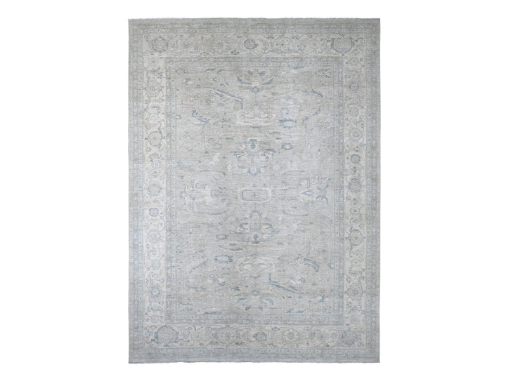 8'11" x 11'10" New Hand Knotted Grey Wool Rectangle Oriental Rug - MOA10222799