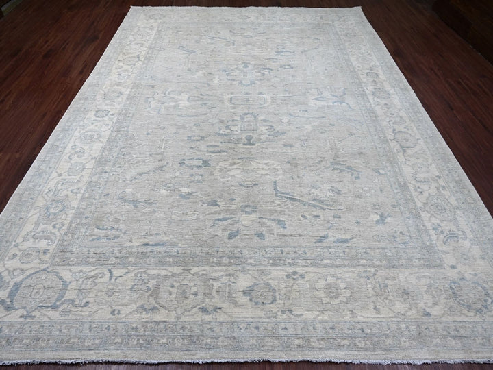 8'11" x 11'10" New Hand Knotted Grey Wool Rectangle Oriental Rug - MOA10222799
