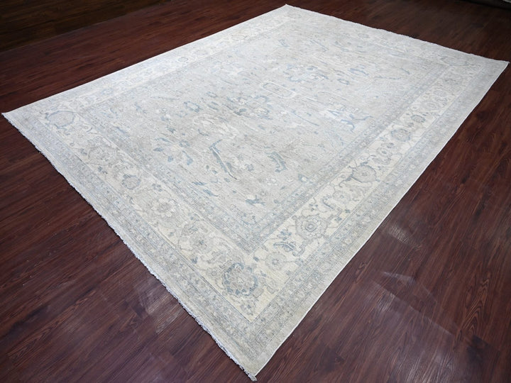 8'11" x 11'10" New Hand Knotted Grey Wool Rectangle Oriental Rug - MOA10222799