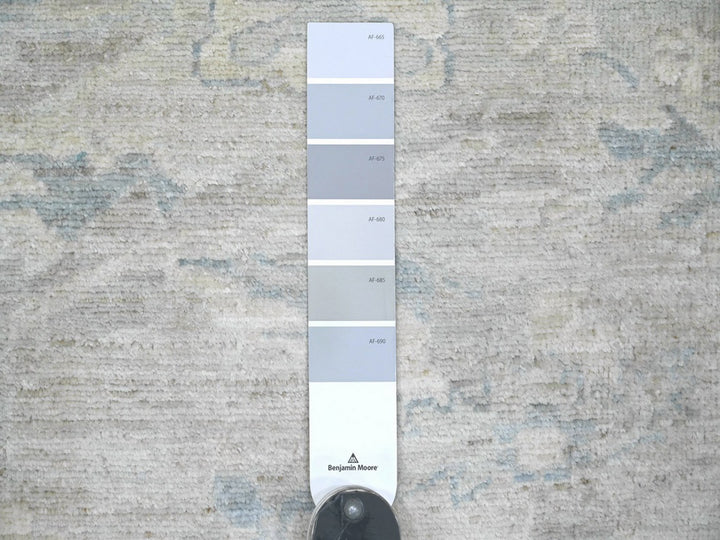 8'11" x 11'10" New Hand Knotted Grey Wool Rectangle Oriental Rug - MOA10222799