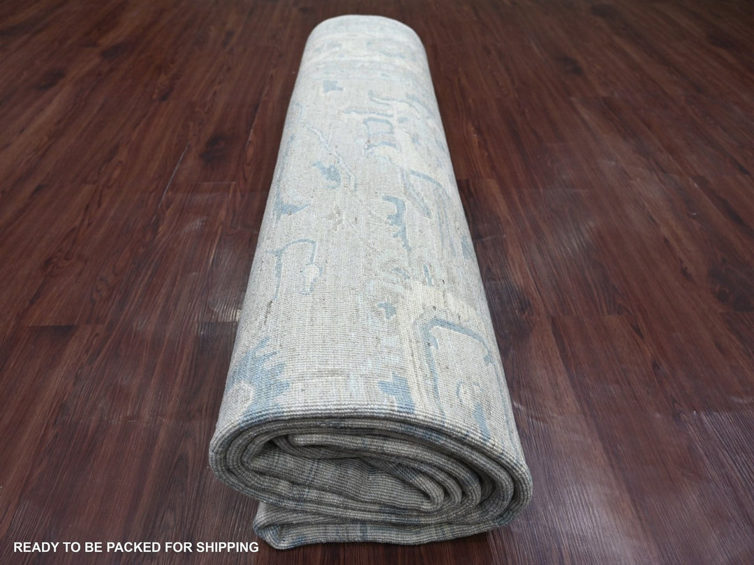 8'11" x 11'10" New Hand Knotted Grey Wool Rectangle Oriental Rug - MOA10222799