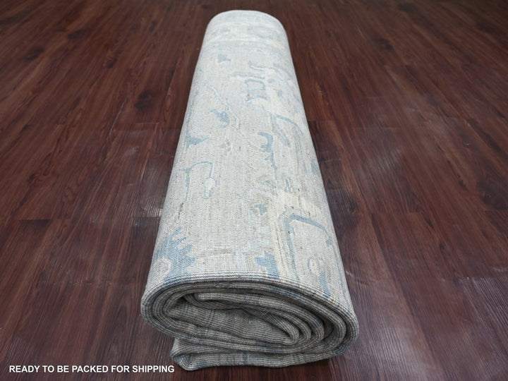 8'11" x 11'10" New Hand Knotted Grey Wool Rectangle Oriental Rug - MOA10222799