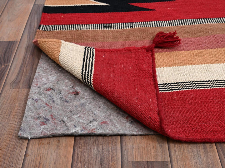 12'1" x 14'2" New Hand Woven Red Wool Rectangle Oriental Rug - MOA1022279