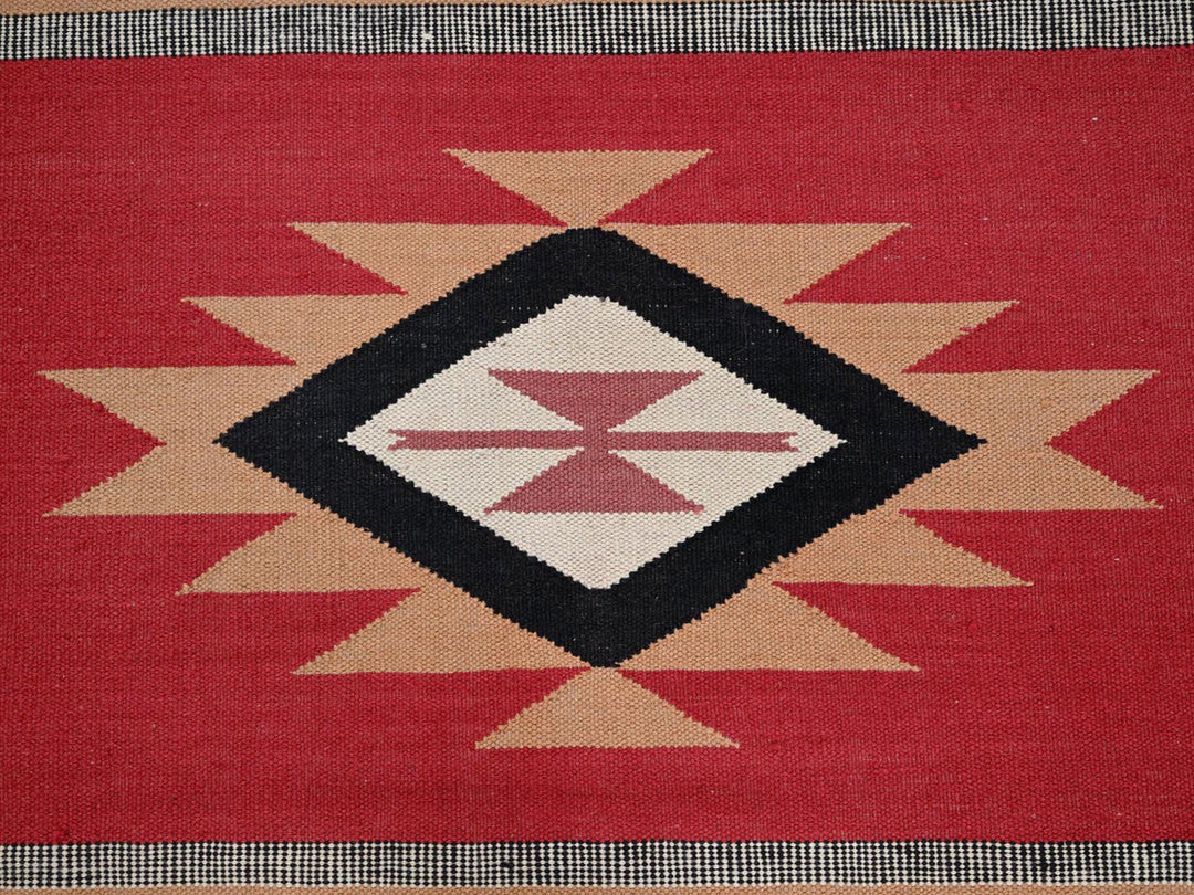 12'1" x 14'2" New Hand Woven Red Wool Rectangle Oriental Rug - MOA1022279