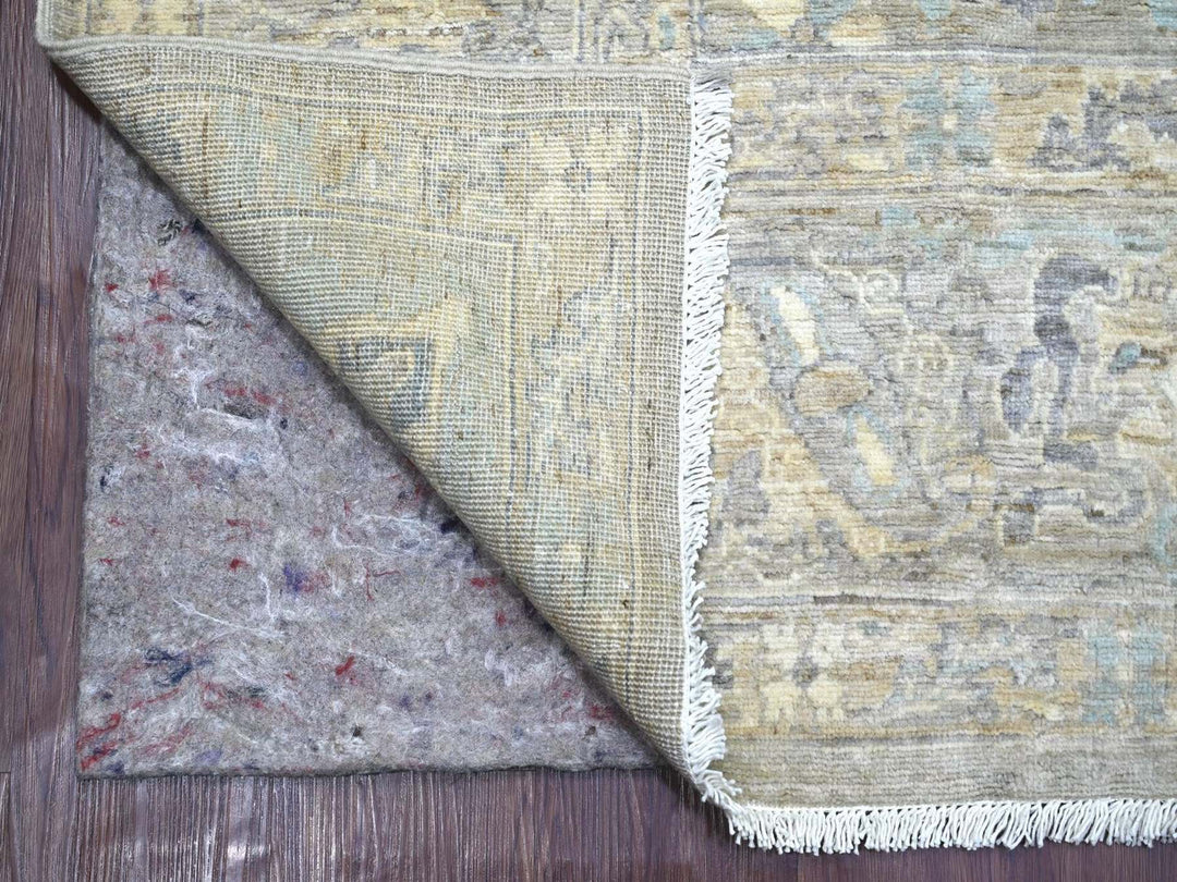 7'11" x 9'11" New Hand Knotted Grey Wool Rectangle Oriental Rug - MOA10222800