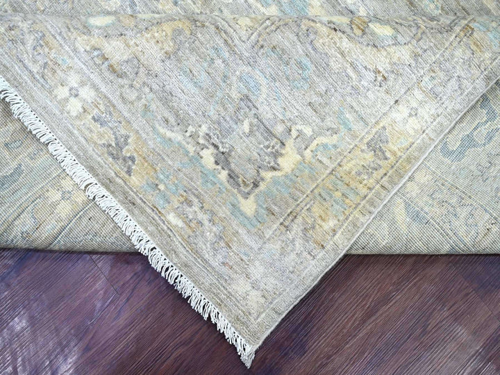 7'11" x 9'11" New Hand Knotted Grey Wool Rectangle Oriental Rug - MOA10222800