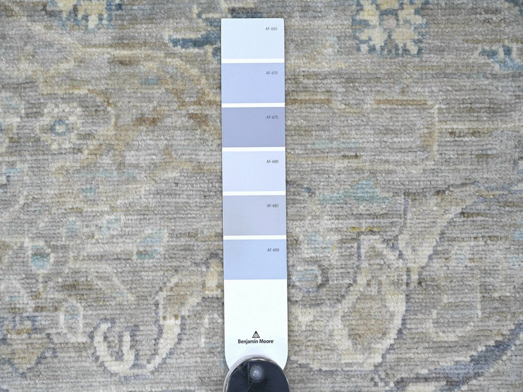 7'11" x 9'11" New Hand Knotted Grey Wool Rectangle Oriental Rug - MOA10222800