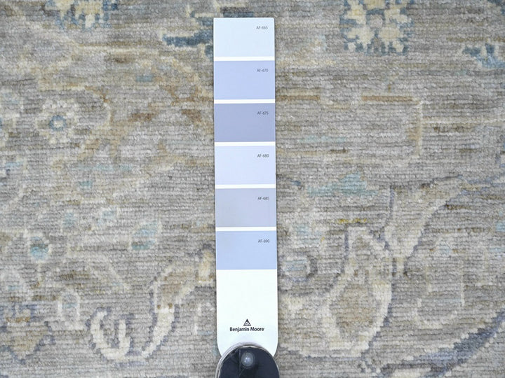 7'11" x 9'11" New Hand Knotted Grey Wool Rectangle Oriental Rug - MOA10222800