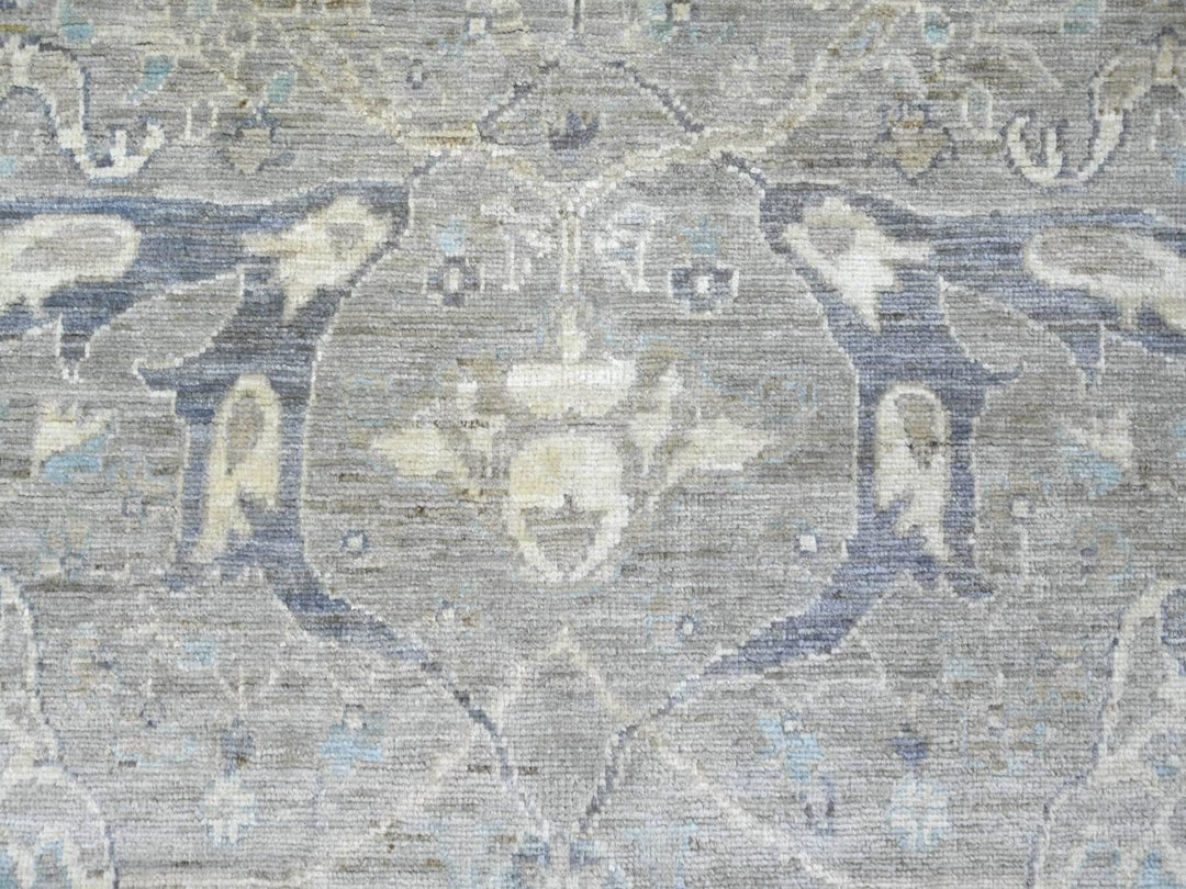 7'11" x 9'11" New Hand Knotted Grey Wool Rectangle Oriental Rug - MOA10222800