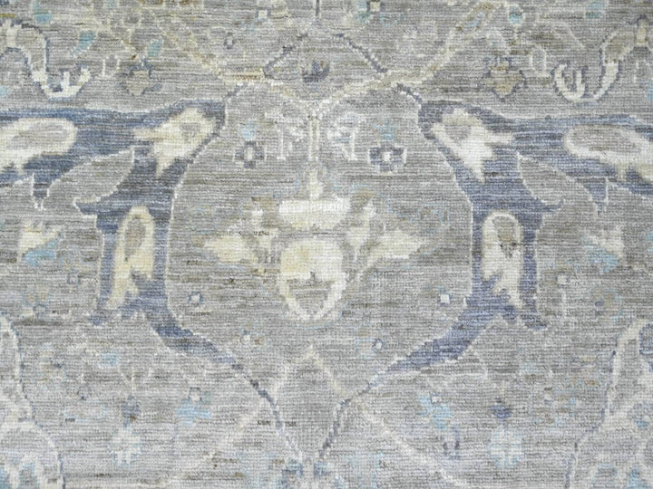 7'11" x 9'11" New Hand Knotted Grey Wool Rectangle Oriental Rug - MOA10222800