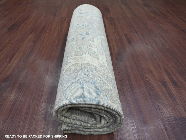 7'11" x 9'11" New Hand Knotted Grey Wool Rectangle Oriental Rug - MOA10222800