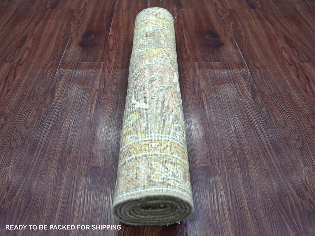 2'6" x 6'2" New Hand Knotted Green Wool Runner Oriental Rug - MOA10222801