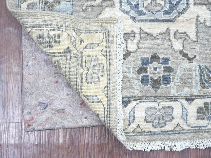 2'7" x 6'3" New Hand Knotted Grey Wool Runner Oriental Rug - MOA10222802