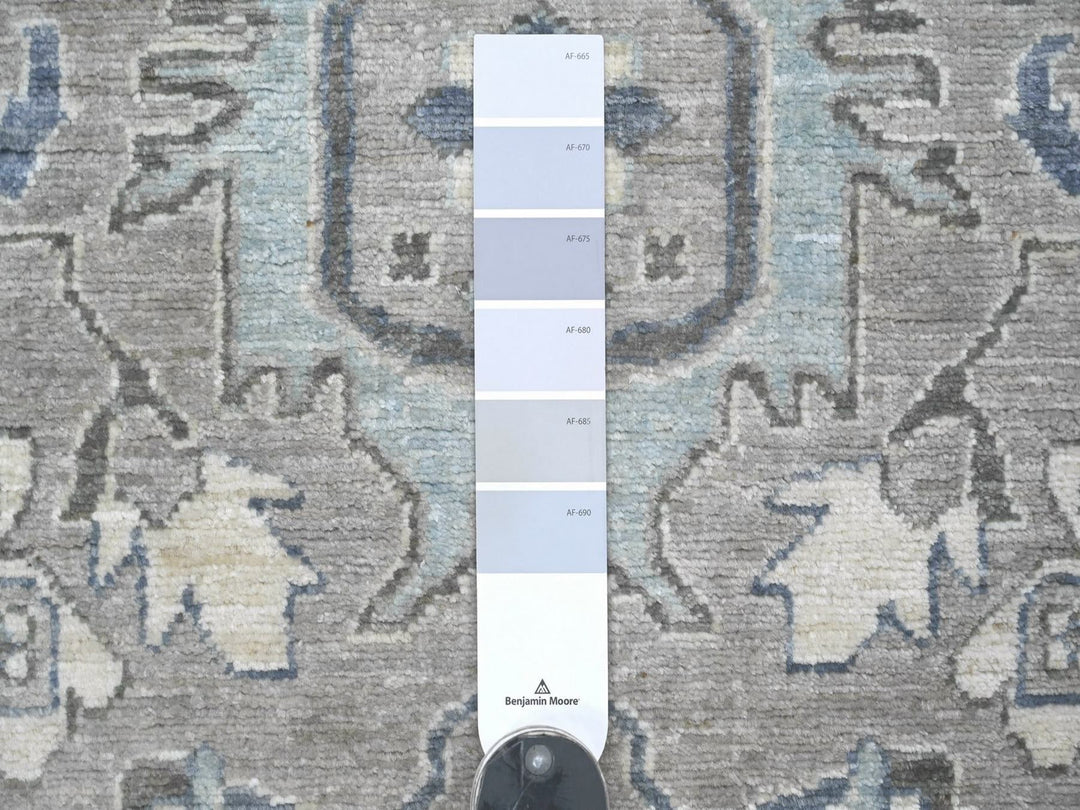 2'7" x 6'3" New Hand Knotted Grey Wool Runner Oriental Rug - MOA10222802