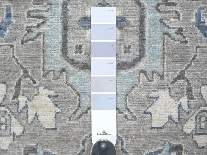 2'7" x 6'3" New Hand Knotted Grey Wool Runner Oriental Rug - MOA10222802