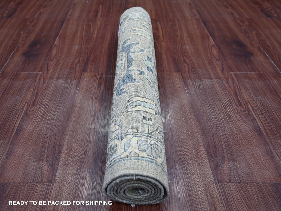 2'7" x 6'3" New Hand Knotted Grey Wool Runner Oriental Rug - MOA10222802