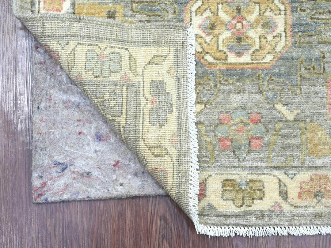 2'9" x 12'1" New Hand Knotted Grey Wool Runner Oriental Rug - MOA10222803