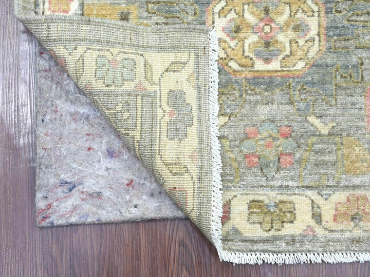 2'9" x 12'1" New Hand Knotted Grey Wool Runner Oriental Rug - MOA10222803