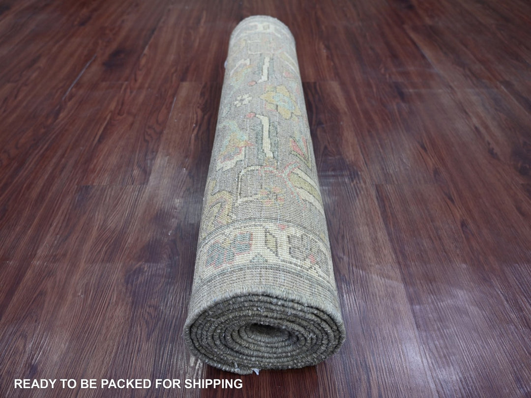 2'9" x 12'1" New Hand Knotted Grey Wool Runner Oriental Rug - MOA10222803