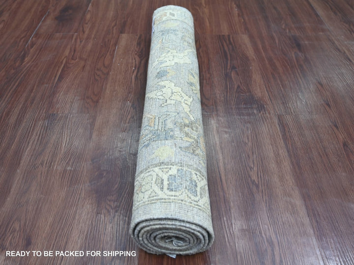 2'9" x 6'0" New Hand Knotted Grey Wool Runner Oriental Rug - MOA10222804