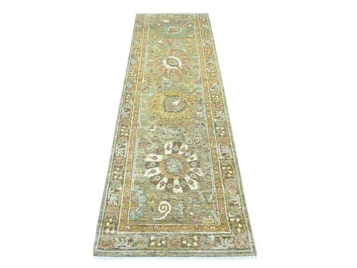 2'7" x 8'2" New Hand Knotted Brown Wool Runner Oriental Rug - MOA10222805