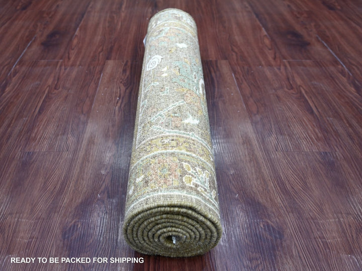 2'7" x 8'2" New Hand Knotted Brown Wool Runner Oriental Rug - MOA10222805
