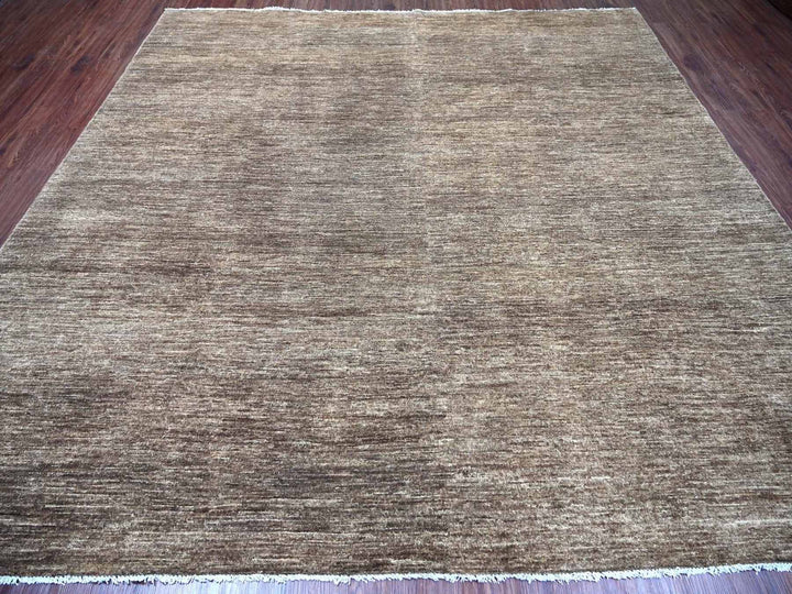 9'9" x 9'9" New Hand Knotted Brown Wool Square Oriental Rug - MOA10222806