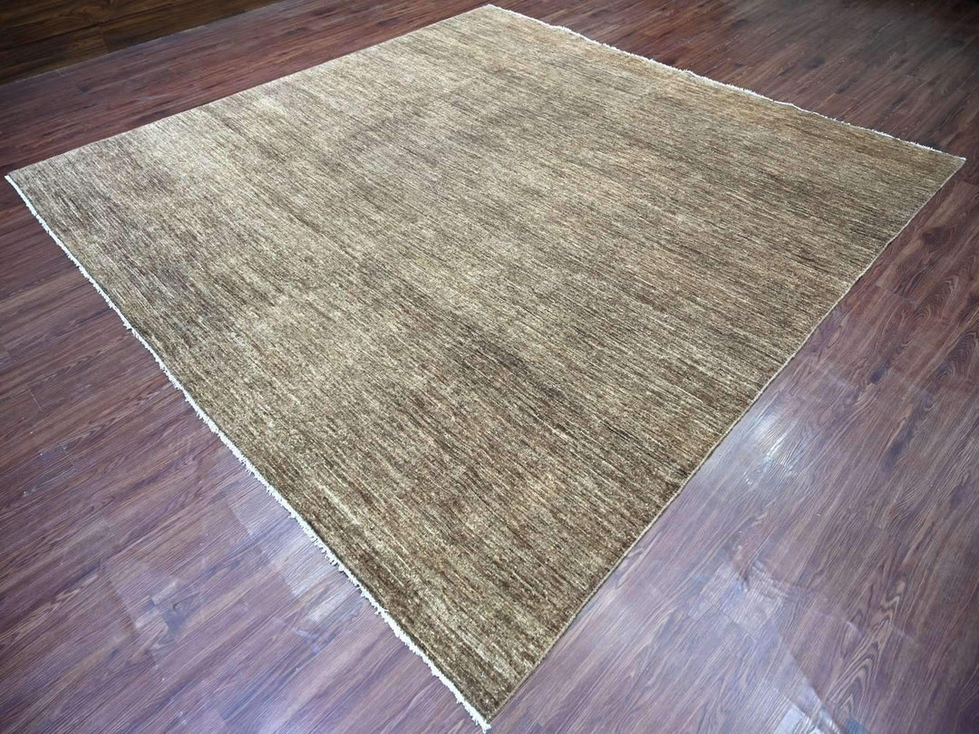 9'9" x 9'9" New Hand Knotted Brown Wool Square Oriental Rug - MOA10222806