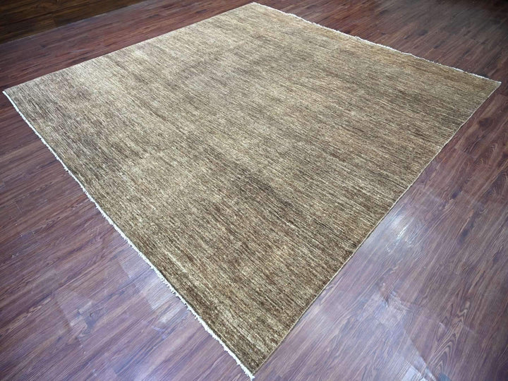 9'9" x 9'9" New Hand Knotted Brown Wool Square Oriental Rug - MOA10222806