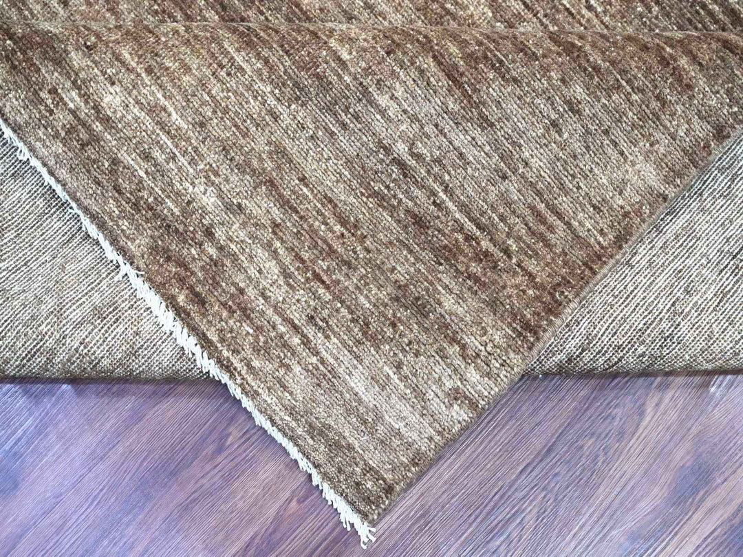 9'9" x 9'9" New Hand Knotted Brown Wool Square Oriental Rug - MOA10222806
