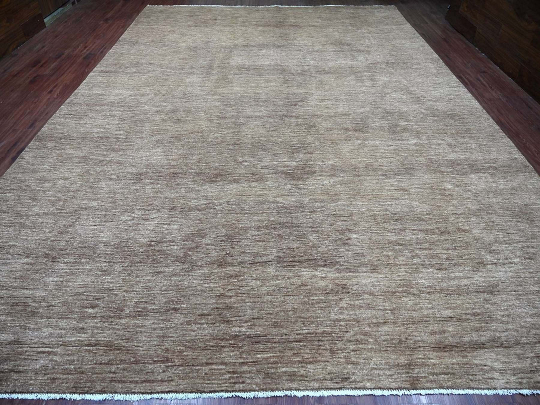 11'4" x 15'4" New Hand Knotted Brown Wool Rectangle Oriental Rug - MOA10222808